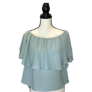 1.State Short Sleeve Ruffle Summer Crop Top